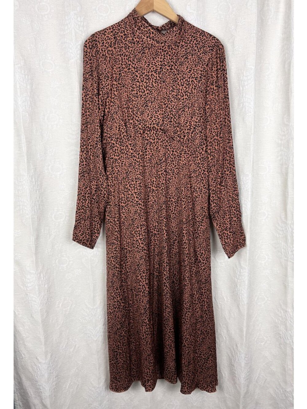 NEW Free People Loveless cocoa leopard print satin open back midi dress boho 12 - Picture 3 of 13